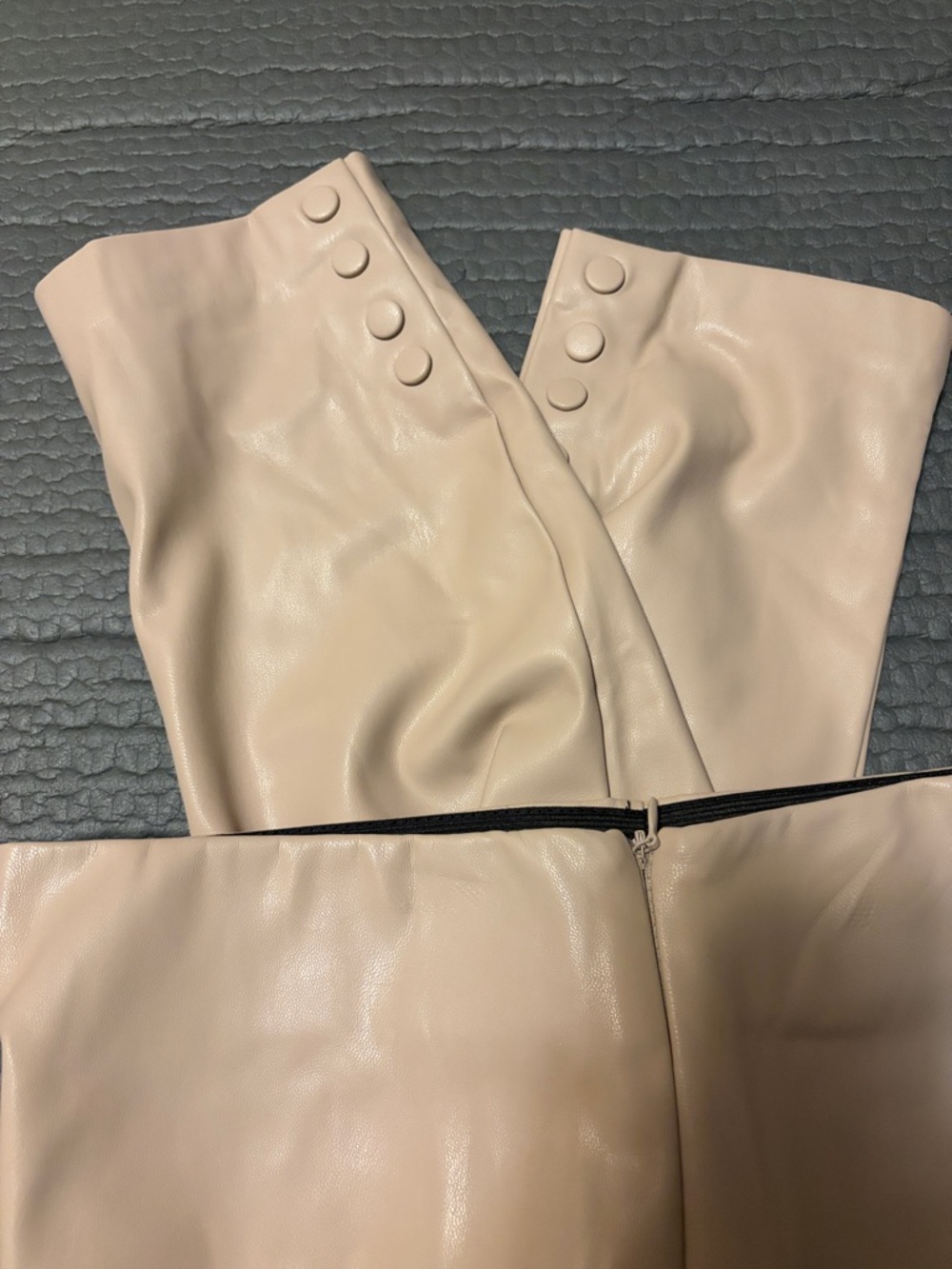 Mango Beige Faux Leather Straight-Leg Pants - Picture 5 of 8